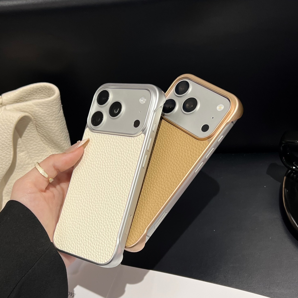 Ultra Thin Frameless Phone Cover - 超薄型フレームレス冷却ライチレザーテクスチャケース iPhone 17 16 15 14